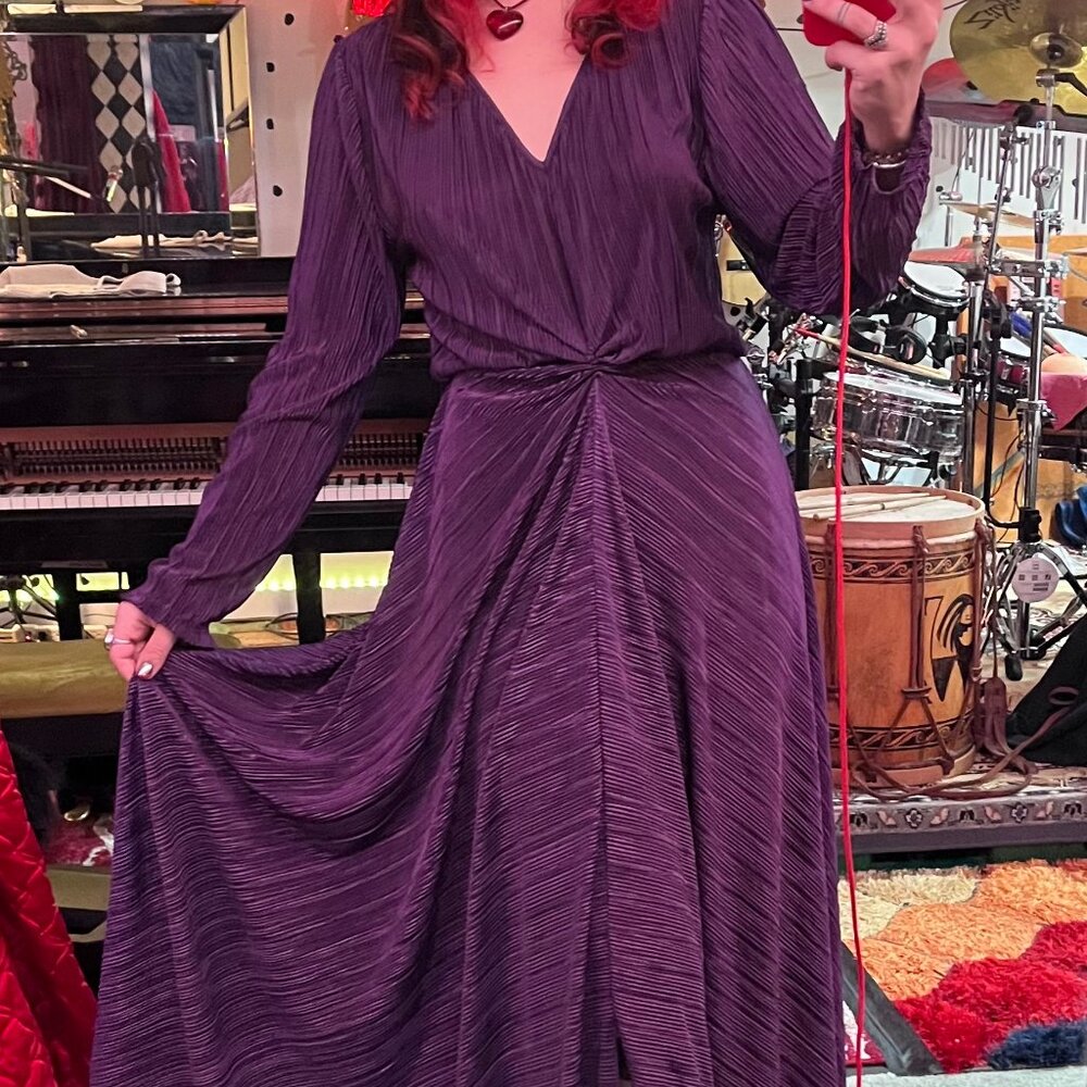 Purple Plisse Disco Maxi Gown - Picture 3 of 8